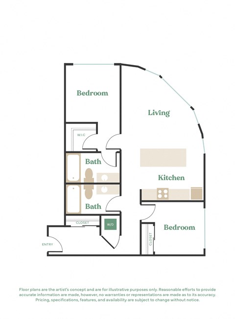 a floor plan of a 1 bedroom apartment